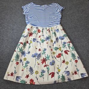 J.McLaughlin Striped Fit & Flare Dress Blue White Size 8 Cap Sleeve Catalina